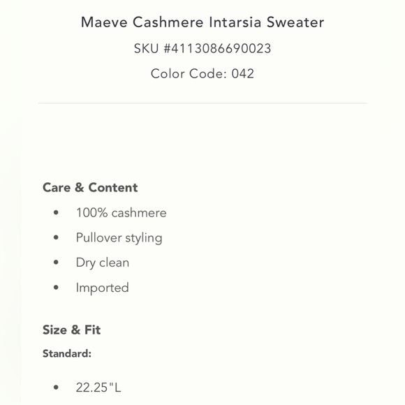 Maeve NWT Cashmere Intarsia Sweater - Picture 4 of 7